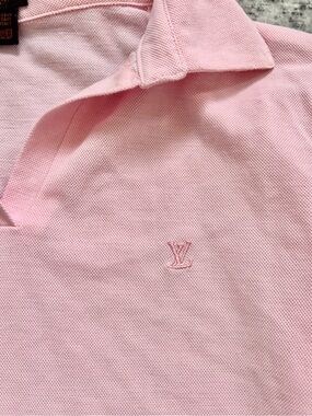 Louis Vuitton Alike Pink Polo Top with Embroidered Logo